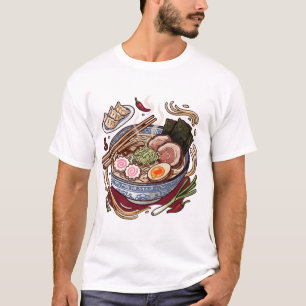 Camiseta Deliciosos Ramen Japoneses e Bolinhos Gyoza.