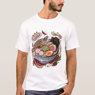 Camiseta Deliciosos Ramen Japoneses e Bolinhos Gyoza.