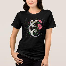Camiseta Delphinium e Esqueleto de Lagarto de Julho