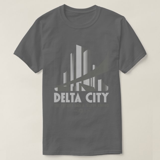 Camiseta Delta City O Futuro tem uma ligação prateada (Frente do Design)