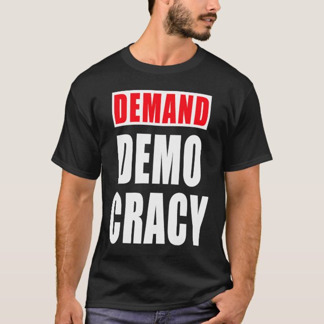 Camiseta DEMANDA DEMOCRACIA Liberdade Justiça Igualdade Grá (Frente)