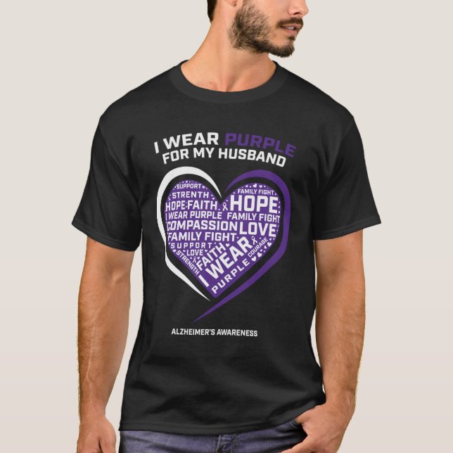 Camiseta Dementia Produtos Presentes Roxo Marido Alzheimer (Frente)
