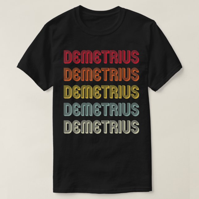 Camiseta DEMETRIUS Nome do Presente Personalizado Funny Ret (Frente do Design)