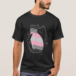 Camiseta Demigirl Cat Flag transgênero LGBT preto não binár