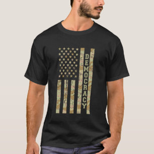 Camiseta Democracia Política Liberdade Deserto Camuflagem D
