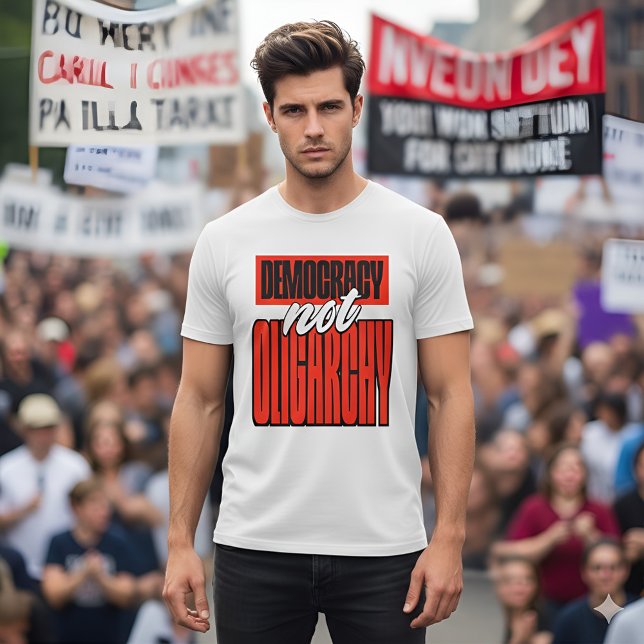 Camiseta Democracy Not Oligarchy Political Activism (Criador carregado)