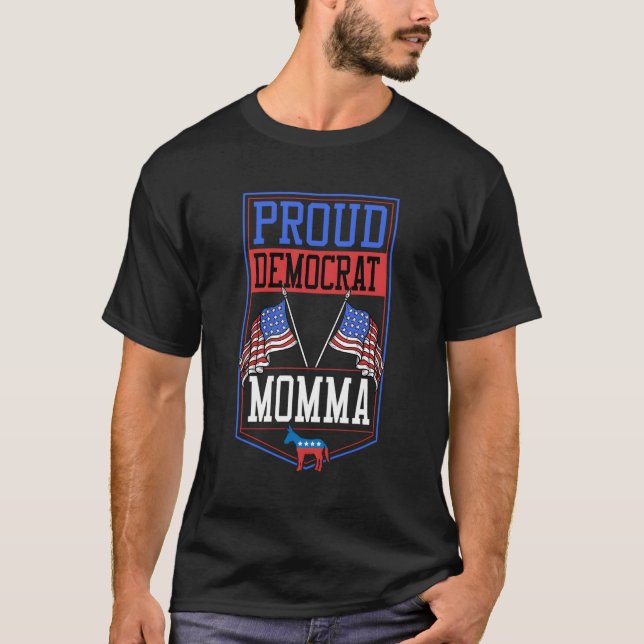 Camiseta Democrata Orgulhosa Momma Patriótica Liberal Ameri (Frente)