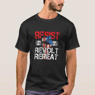 Camiseta Democrata Resistir Revolta Repita Eua Bandeira Pol