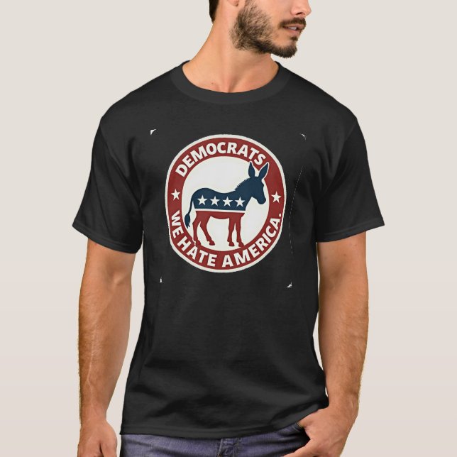 Camiseta Democratas Engraçados Odeiam Teto Político America (Frente)
