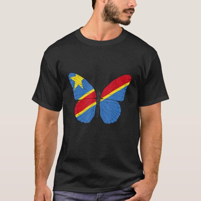 Camiseta Democratic Republic Of The Congo Flag Butterfly Co (Frente)