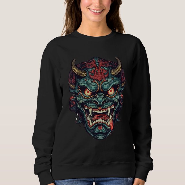Camiseta Demon Art Face Mask Devil Yokai Harajuku (Frente)
