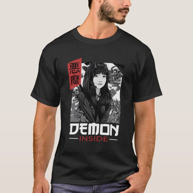 Camiseta Demon Dentro Japonês Oni Japan - Estética Gráfica (Frente)