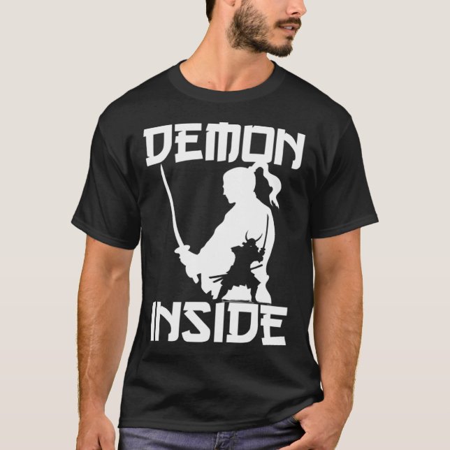 Camiseta Demon Japanese Warrior Samurai Katana Sword Japan  (Frente)