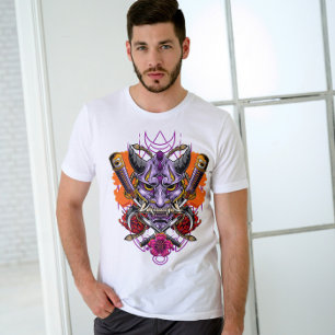 Camiseta Demon Japonês Hannya Oni Mask