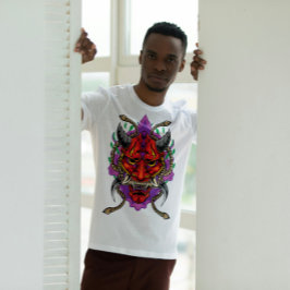 Camiseta Demon Japonês Hannya Oni Mask