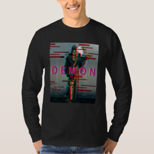 Camiseta Demon Oni Mask Glitch Estilo Estético Japão Vaporw