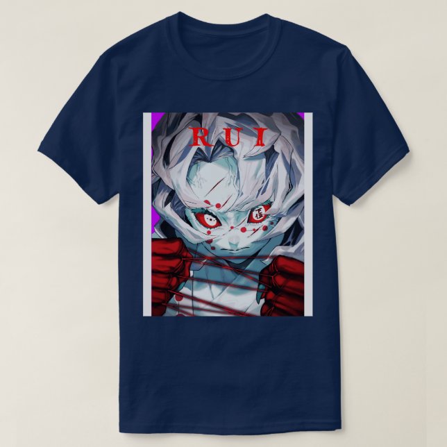 Camiseta Demon Slayer Lower Moon Rui (Frente do Design)