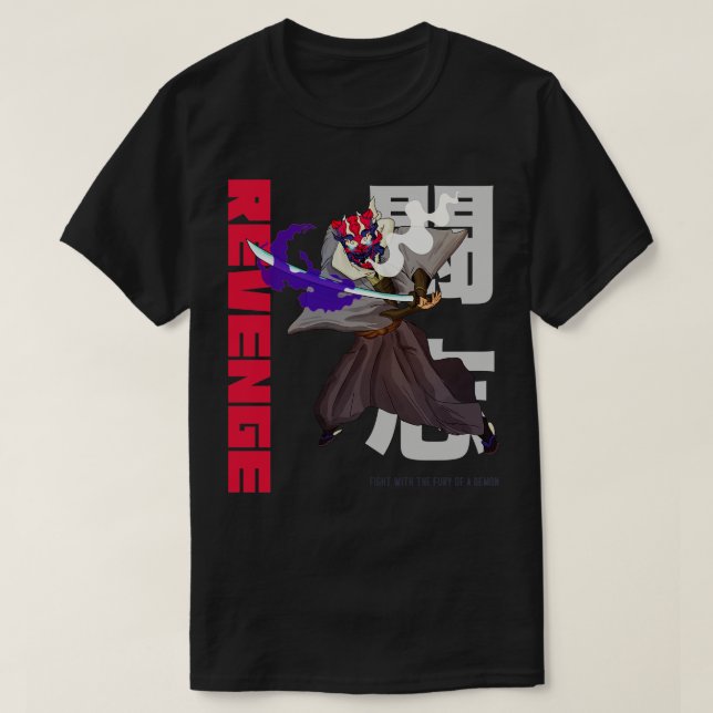 Camiseta Demon Slayer Oni Warrior Revoga Manga Japonesa (Frente do Design)