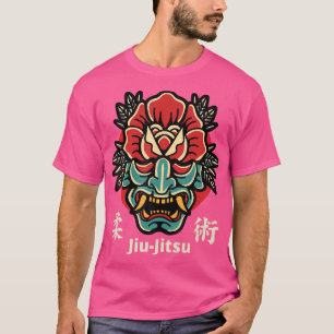 Camiseta Demônio Japonês Oni Mask Kabuki Jiu-Jitsu Kanji