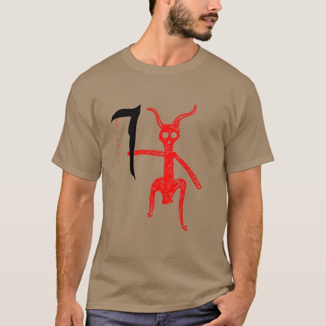 Camiseta Demônio Vermelho com arma (Frente)