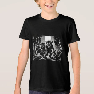 Camiseta Demônios Goblin Cidade Abandonada BW Estilo de Qua