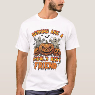 Camiseta Demônios São Amigos dos Ghouls Abóboras Momia Morc