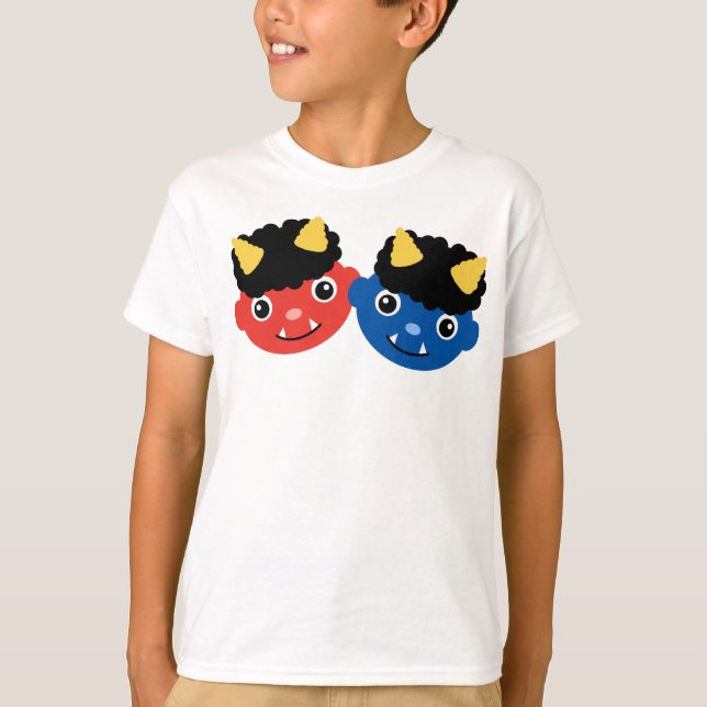 Camiseta Demônios Vermelhos e Azuis de Setsubun Oni (Frente)