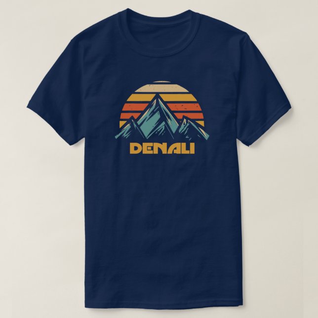 Camiseta Denali Alaska Retro Turquoise (Frente do Design)