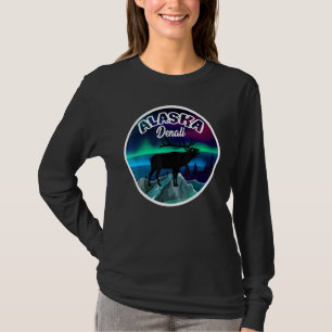 Camiseta Denali Luzes do Norte do Alasca Alce