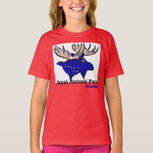 Camiseta Denali National Park Alaska flag elk Girl tee