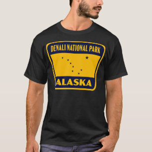 Camiseta Denali National Park Alaska Retro Crachá Blue