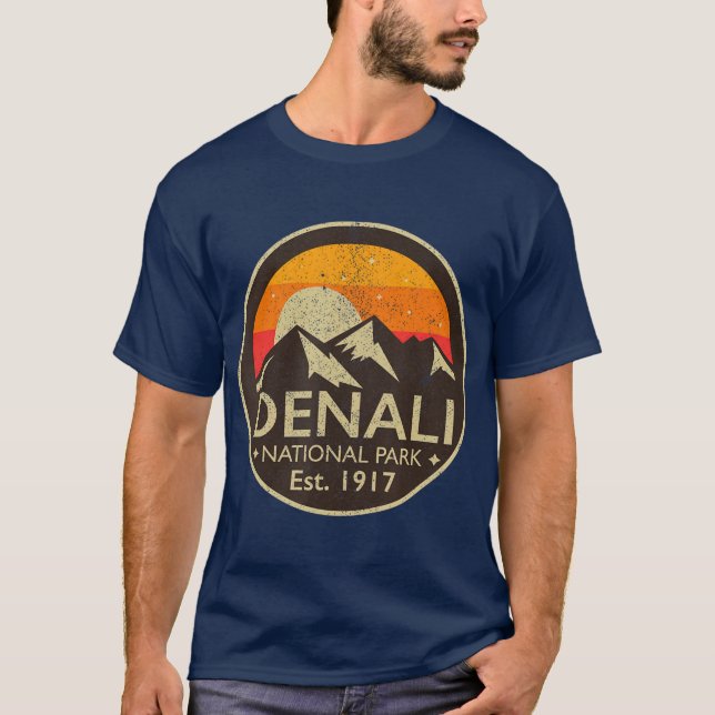 Camiseta Denali National Park Alaska Retro Hiking Gift (Frente)