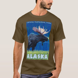 Camiseta Denali National Park Alaska Viagens vintage Moose