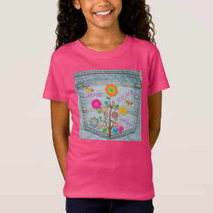 Camiseta Denim Back Pocket Flores Paz Esperança