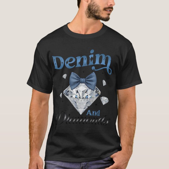 Camiseta Denim E Arco De Ouros Meninas Mulheres (Frente)
