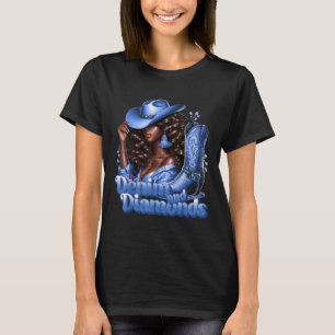 Camiseta Denim E Diamantes Swag De Melanina Africana Cowgir