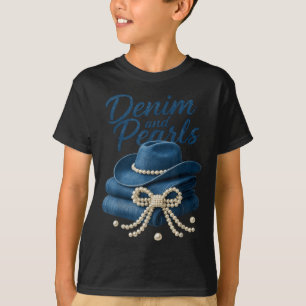 Camiseta Denim E Pérolas Mulheres Que Se Encaixam No Mundo