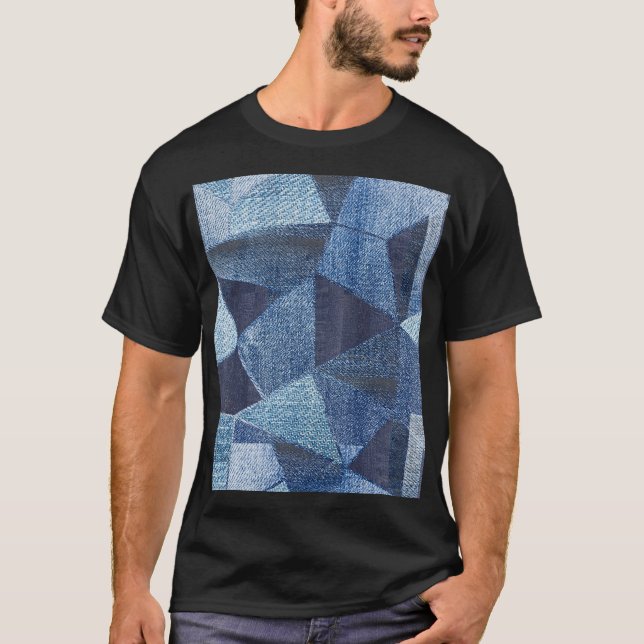 Camiseta Denim Urban: Patchwork Disparada. (Frente)