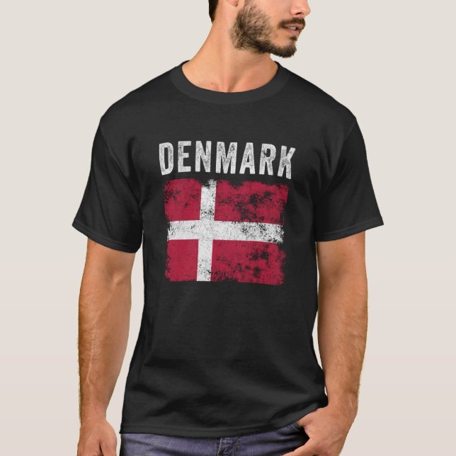 Camiseta Denmark Flag Distressed Men Women Kids Danish Flag (Frente)
