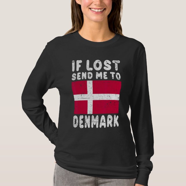 Camiseta Denmark Flag Souvenir If lost send me to Denmark (Frente)