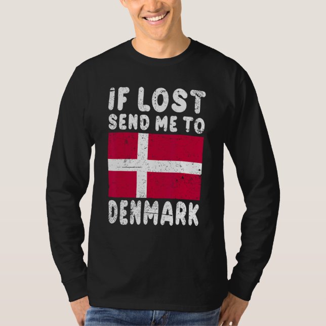 Camiseta Denmark Flag Souvenir If lost send me to Denmark (Frente)