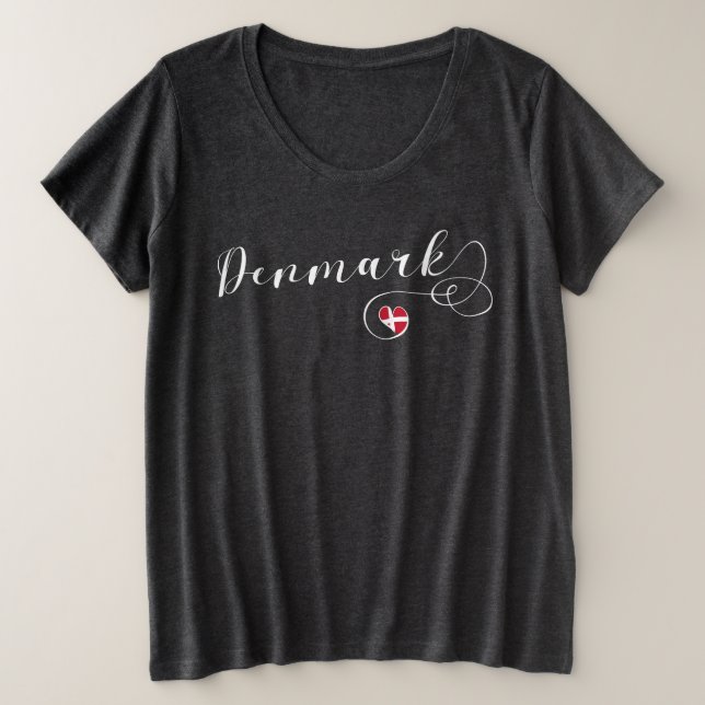 Camiseta Denmark Heart, Danish Flag (Frente do Design)