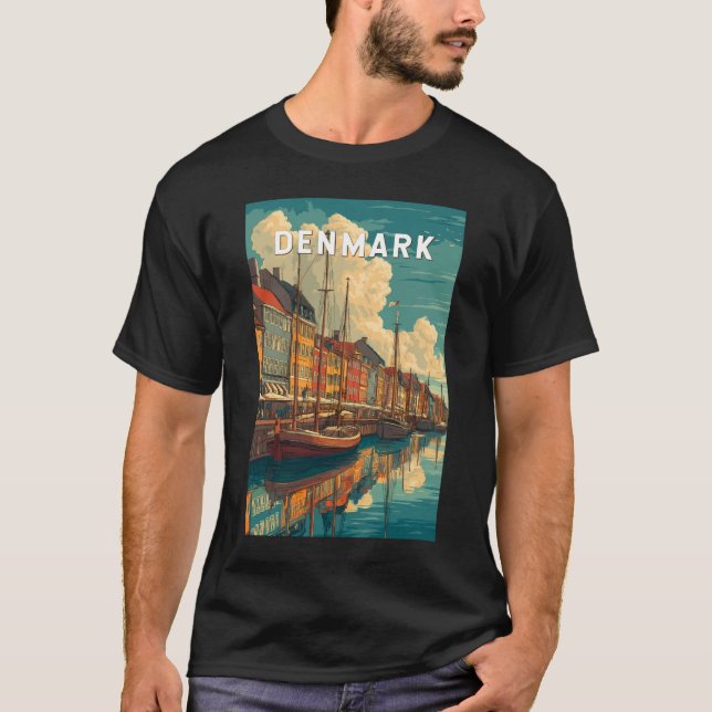 Camiseta Denmark Illustration Travel Art Vintage (Frente)