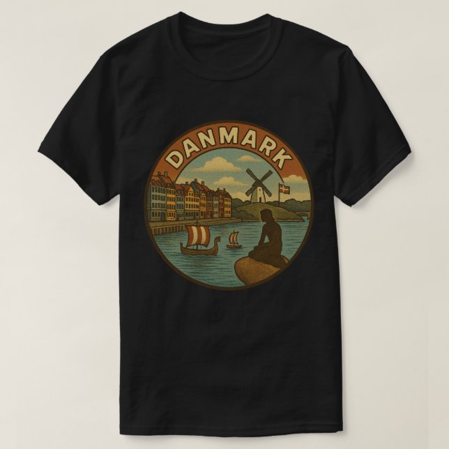Camiseta Denmark Travel Vintage (Frente do Design)