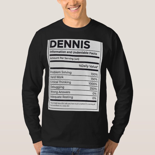 Camiseta Dennis Nutrition Information Problem Solving Duro (Frente)