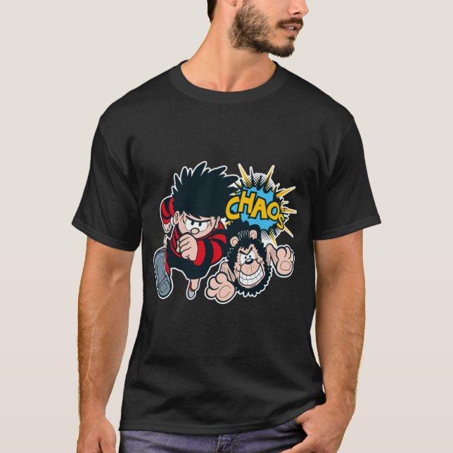 Camiseta Dennis the menace CHAOS retro style girl funny (Frente)