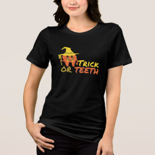 Camiseta Dental Halloween Trick ou Teeth Engraçado Dentist