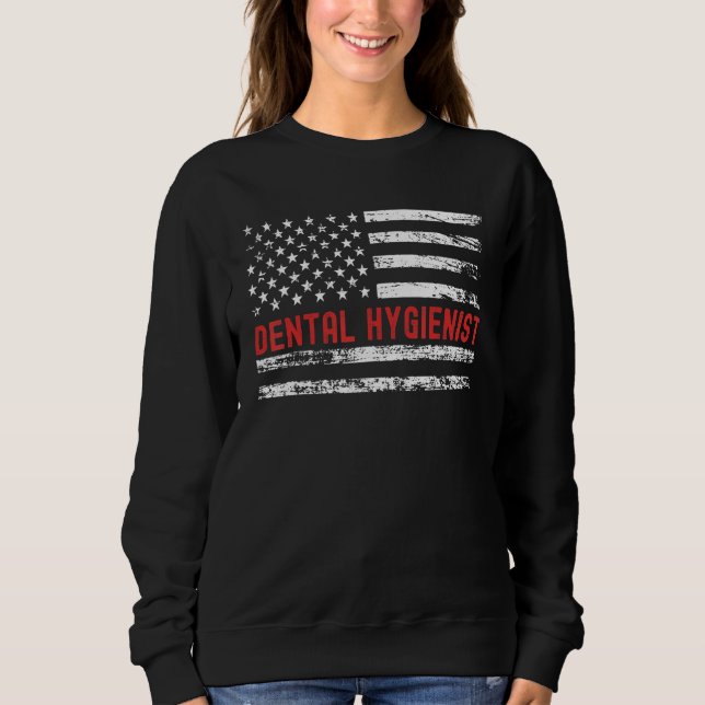 Camiseta Dental Hygienist USA Flag Profession Retro Job Tit (Frente)