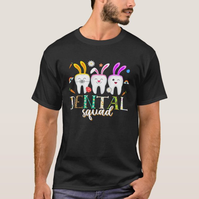 Camiseta Dental Squad Easter Day  Tooth Dental Assistant De (Frente)