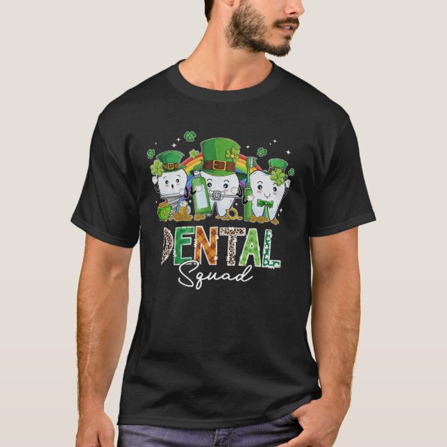 Camiseta Dental Squad Leprechaun Teeth Dia de São Patrício  (Frente)